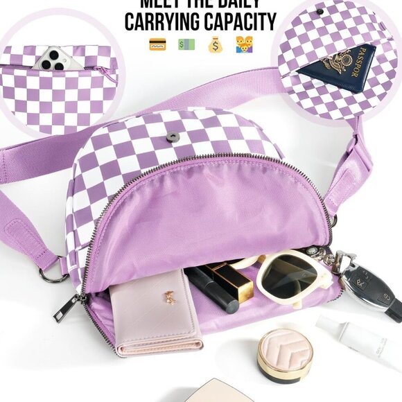 Fashionable Crossbody Checkered Bag - Secure Storage for Essentials On the Go - Picture 2 of 6